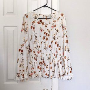 Lilian - Cream floral peplum blouse